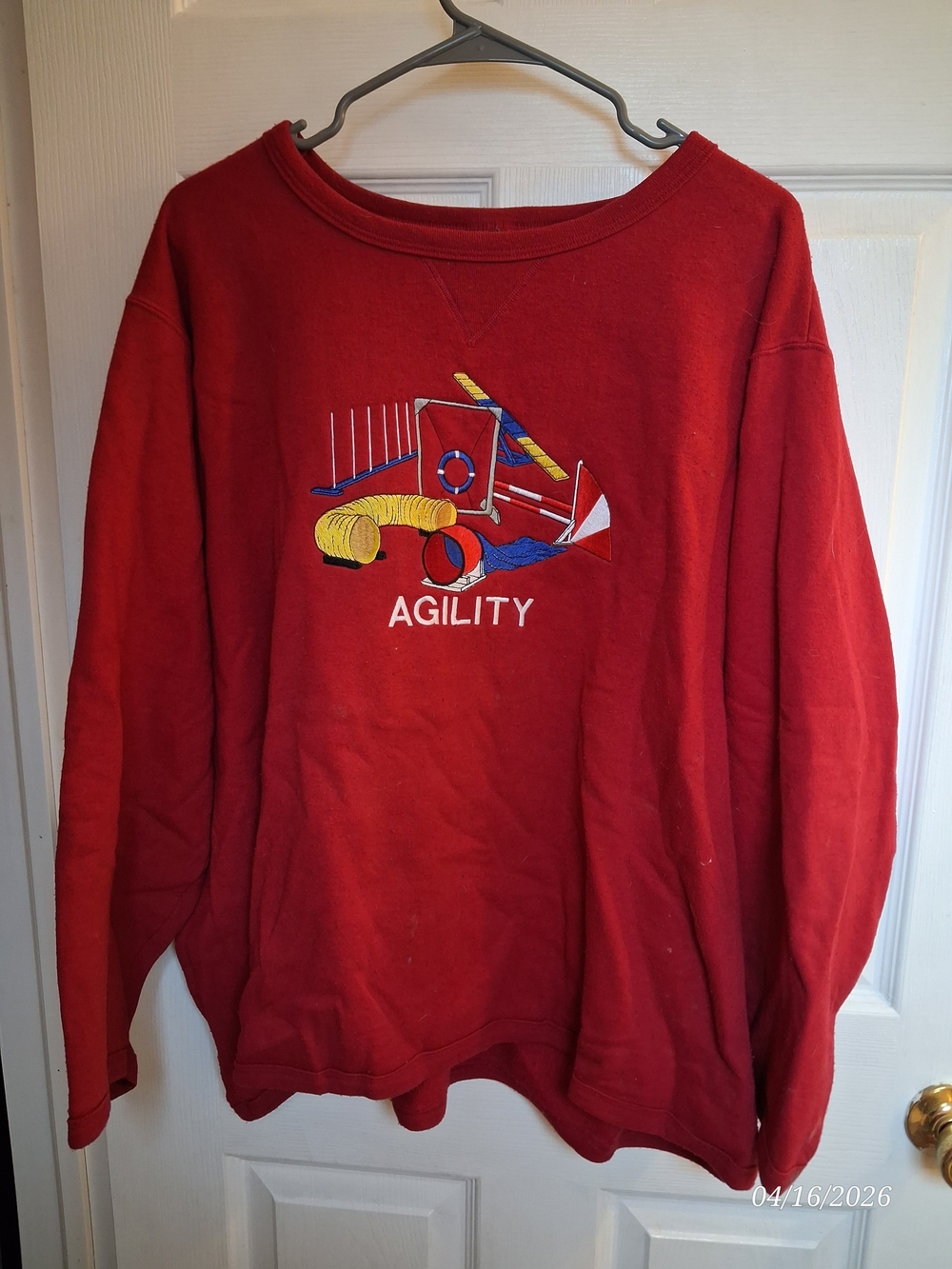 Just My Size Red Sweatshirt with Multicolor Agility Graphic